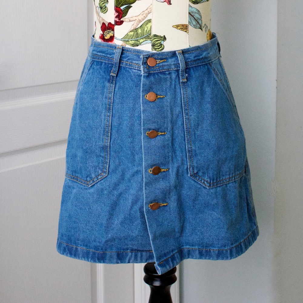 ROMWE YIMEIXUAN Button Down Jean Skirt